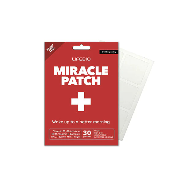 Lifebio Miracle Patch packaging with red background and white text